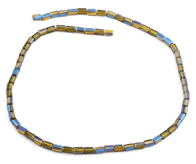 3X6mm Yellow and Blue  Rectangle Faceted Crystal Beads