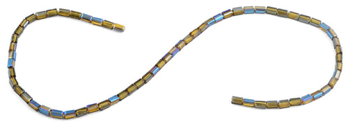 3X6mm Yellow and Blue  Rectangle Faceted Crystal Beads