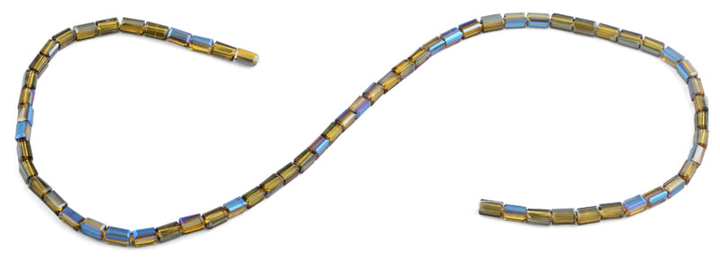 3X6mm Yellow and Blue  Rectangle Faceted Crystal Beads
