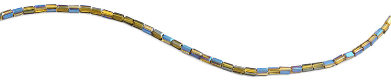 3X6mm Yellow and Blue  Rectangle Faceted Crystal Beads