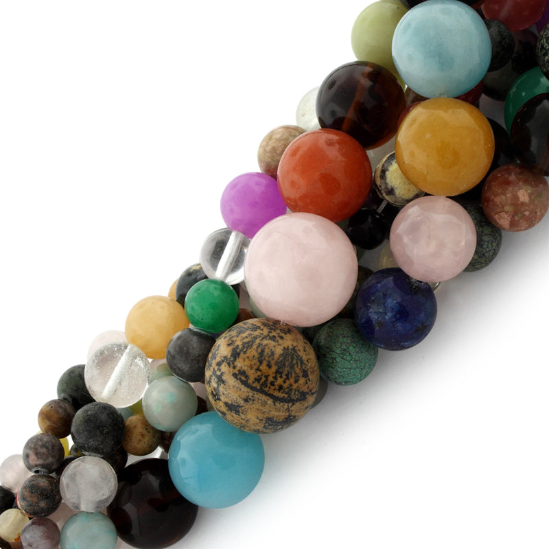 4-18mm Round Multistone Gem Stone Beads