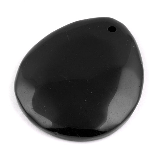 40X50MM Black Agate Drop Gem Stone Pendant