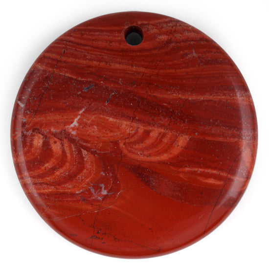 45MM Red Jasper Coin Gem Stone Pendant