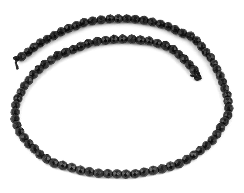 4mm Black Agate Faceted Gem Stone Beads