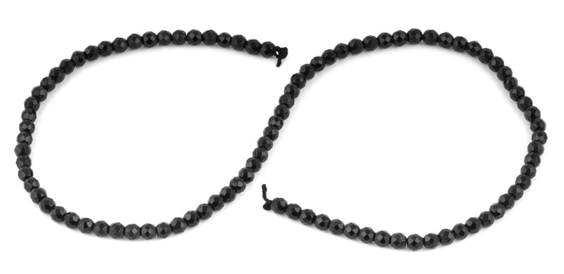 4mm Black Agate Faceted Gem Stone Beads