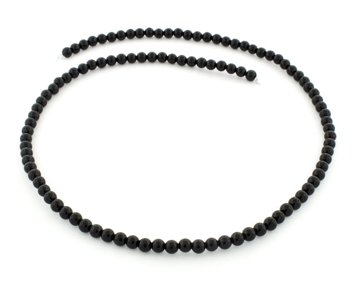 4mm Black Agate Round Gem Stone Beads
