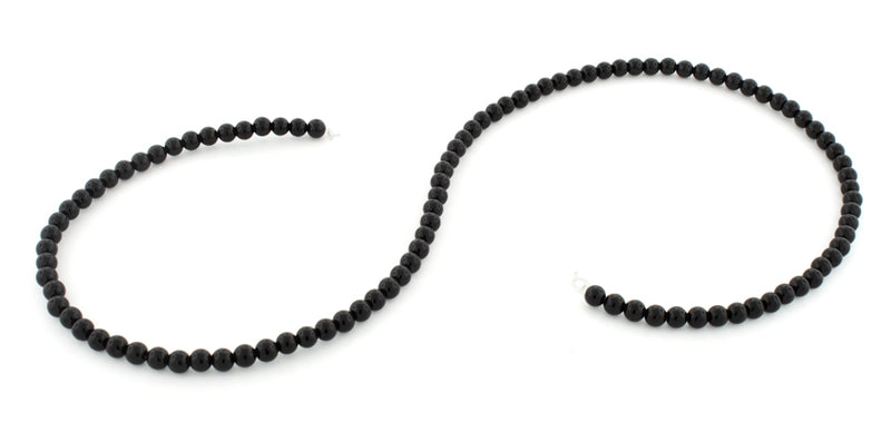 4mm Black Agate Round Gem Stone Beads