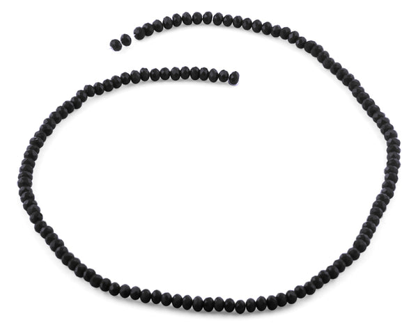 4mm Black Faceted Rondelle Crystal Beads