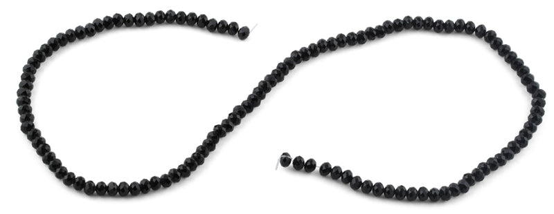 4mm Black Faceted Rondelle Crystal Beads