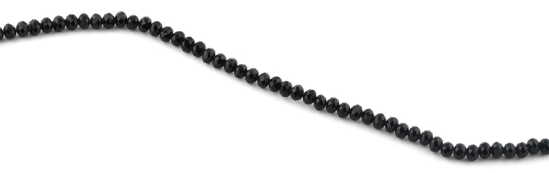 4mm Black Faceted Rondelle Crystal Beads