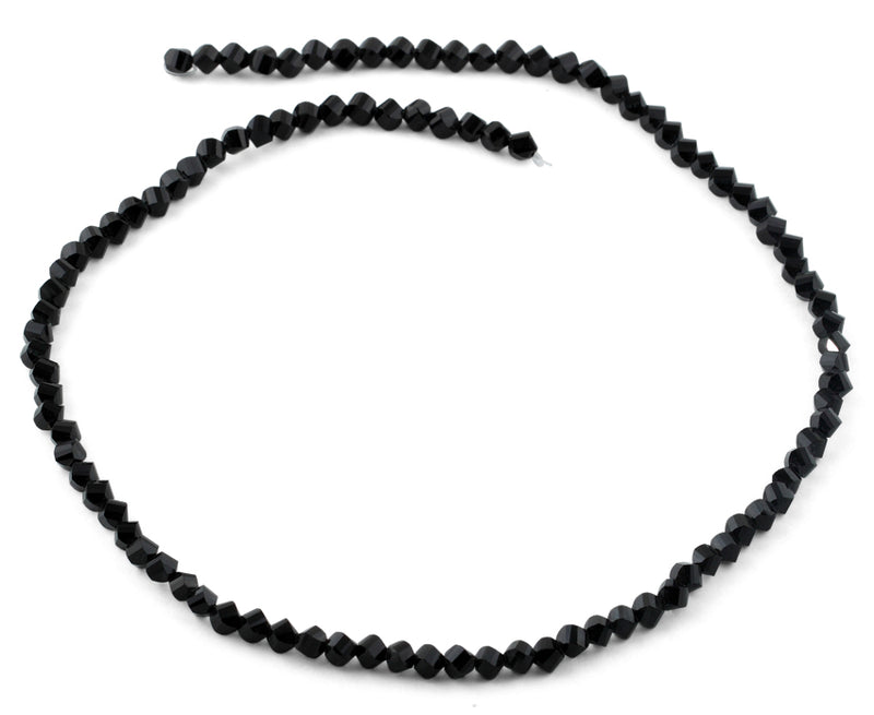 4mm Black Twist Round Faceted Crystal Beads
