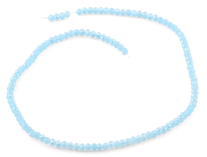4mm Blue Frost Faceted Rondelle Crystal Beads