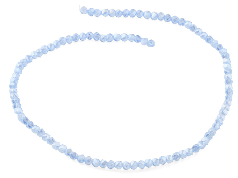4mm  Blue Twist Round Faceted Crystal Beads