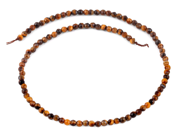 4mm Brown Tiger Eye Faceted Gem Stone Beads