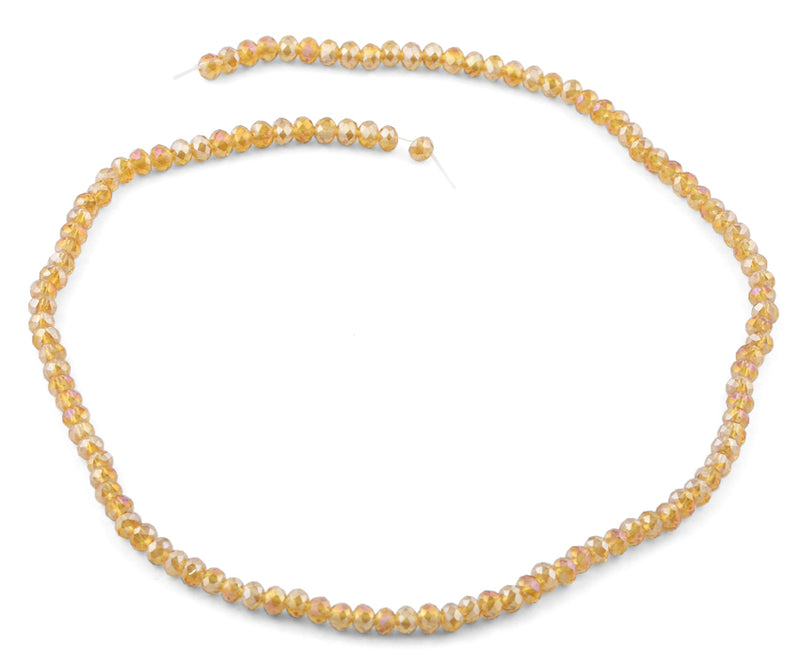 4mm Champagne Faceted Rondelle Crystal Beads