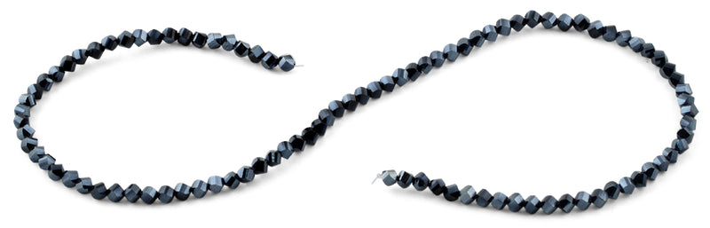 4mm Dark Blue Twist Round Faceted Crystal Beads
