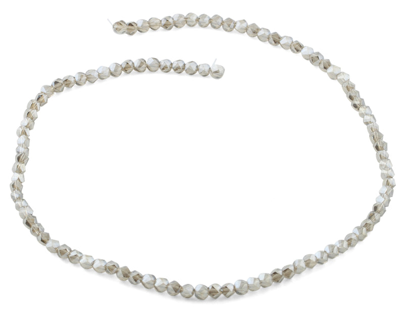 4mm Dark Grey Twist Round Faceted Crystal Beads