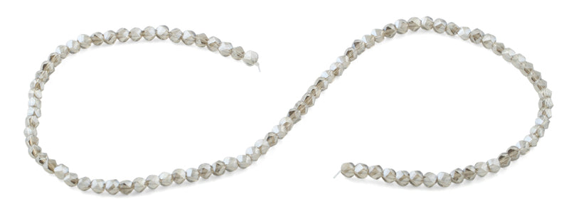 4mm Dark Grey Twist Round Faceted Crystal Beads