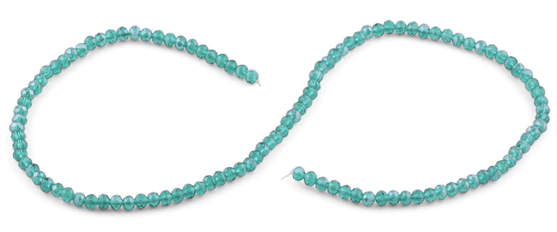4mm Emerald Faceted Rondelle Crystal Beads