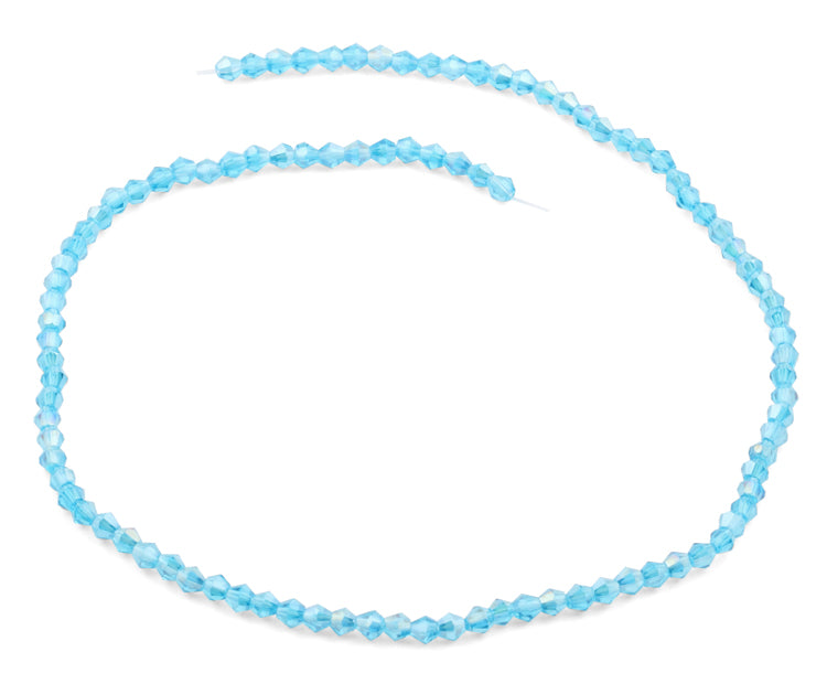 4mm Faceted Bicone Caribbean Blue Crystal Beads