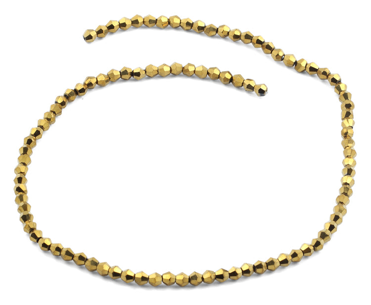 4mm Faceted Bicone Golden Crystal Beads