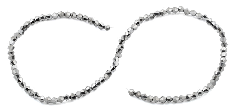 4mm Faceted Bicone Silver Crystal Beads