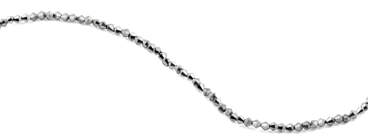 4mm Faceted Bicone Silver Crystal Beads