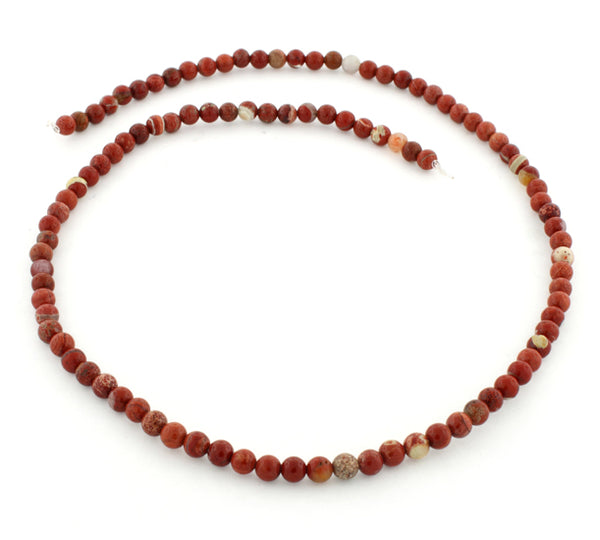 4mm Flake Red Jasper Round Gem Stone Beads