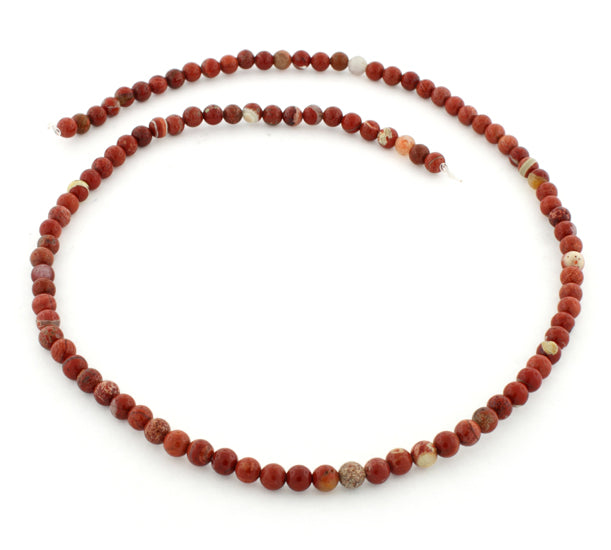 4mm Flake Red Jasper Round Gem Stone Beads