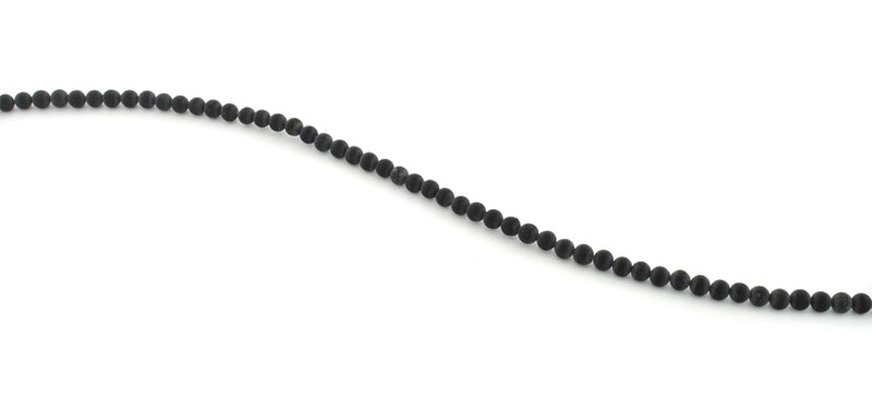 4mm Frosted Blackstone Round Gem Stone Beads