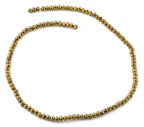 4mm Gold Faceted Rondelle Crystal Beads