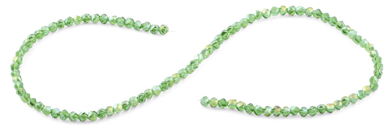 4mm Green Twist Round Faceted Crystal Beads