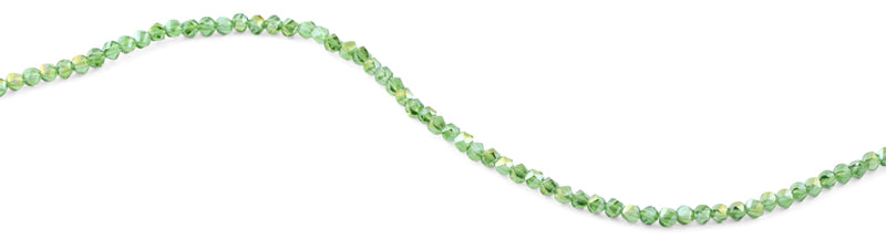 4mm Green Twist Round Faceted Crystal Beads