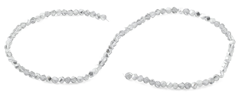 4mm Grey Twist Round Faceted Crystal Beads