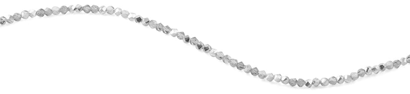 4mm Grey Twist Round Faceted Crystal Beads