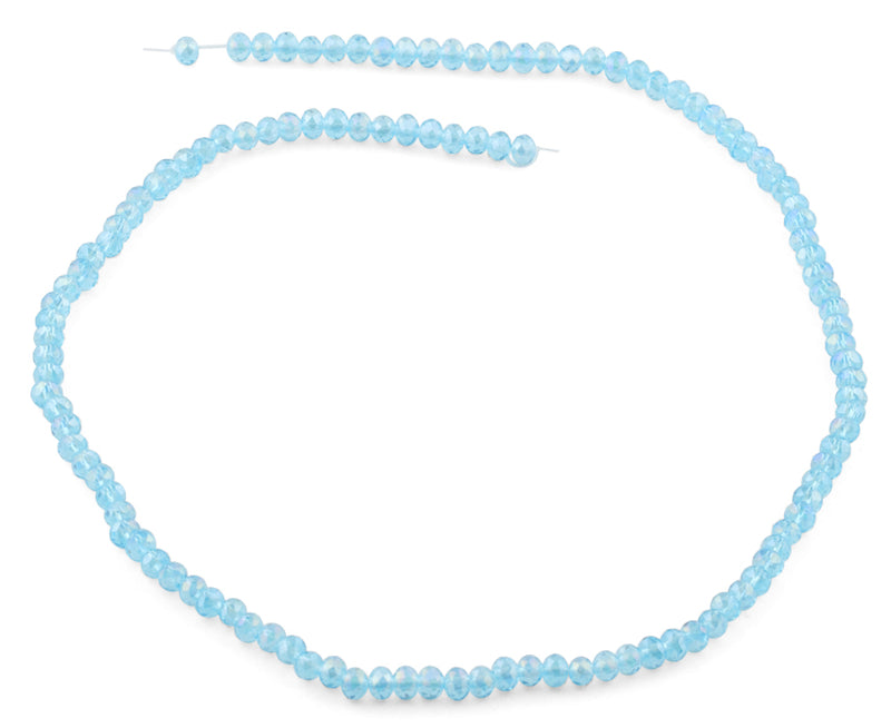 4mm Light Blue Faceted Rondelle Crystal Beads