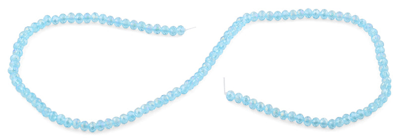 4mm Light Blue Faceted Rondelle Crystal Beads