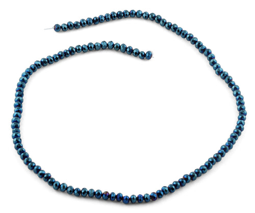 4mm Metallic Turquoise Faceted Rondelle Crystal Beads