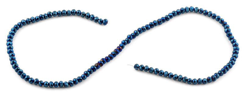 4mm Metallic Turquoise Faceted Rondelle Crystal Beads