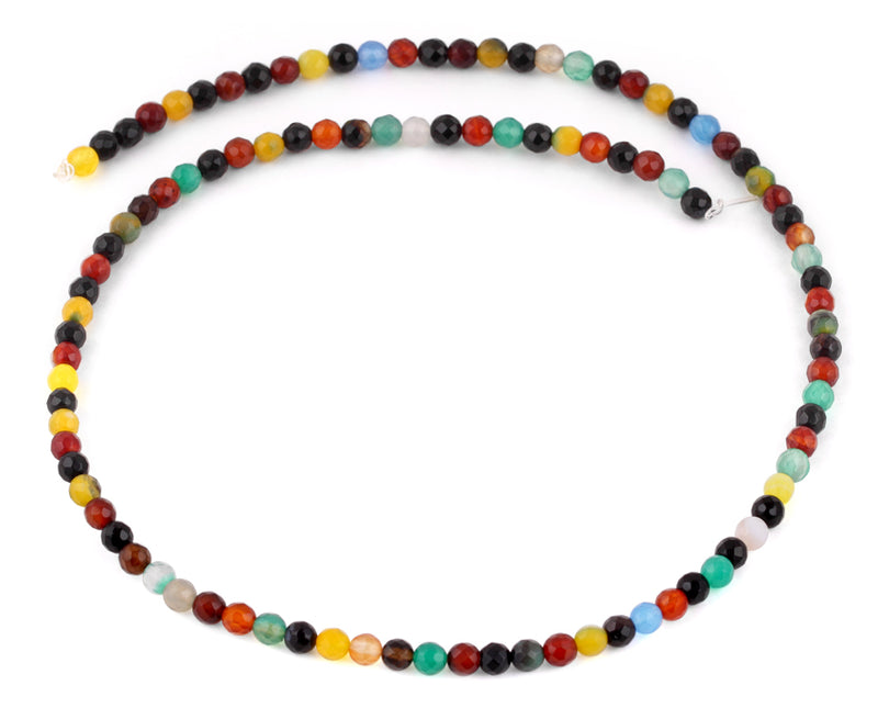 4mm Multi-Color Agate Faceted Gem Stone Beads