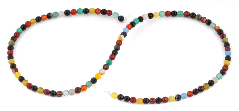 4mm Multi-Color Agate Faceted Gem Stone Beads
