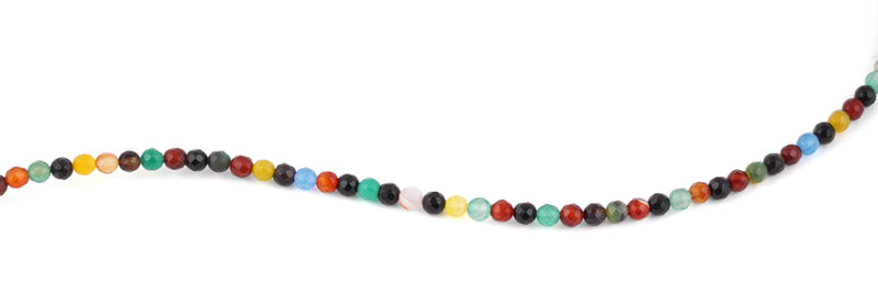 4mm Multi-Color Agate Faceted Gem Stone Beads