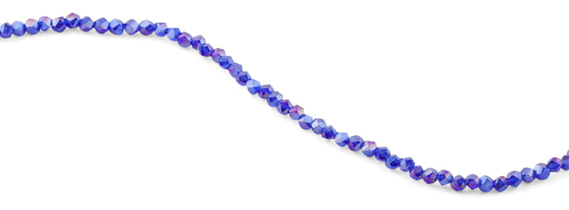 4mm Navy Blue Twist Round Faceted Crystal Beads