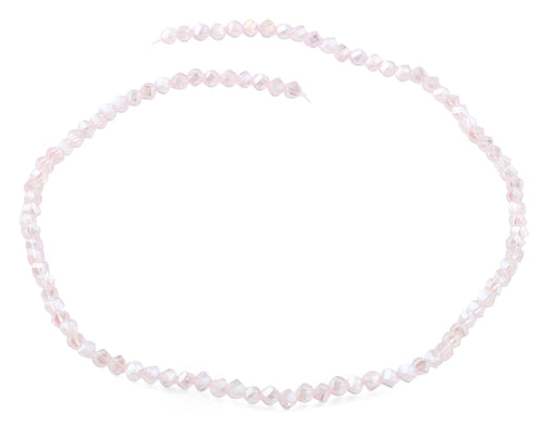 4mm Pink Twist Round Faceted Crystal Beads