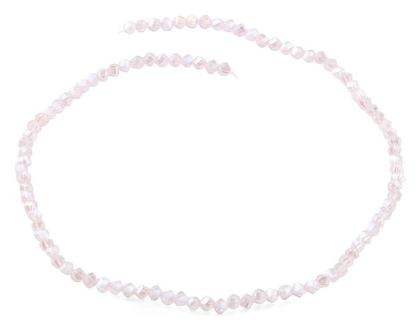 4mm Pink Twist Round Faceted Crystal Beads