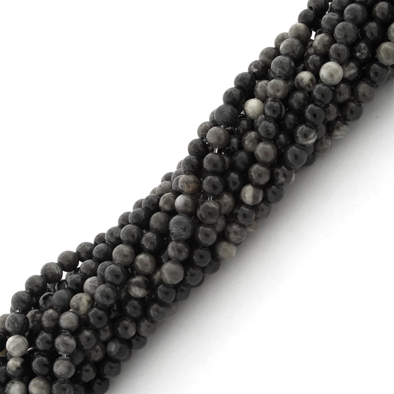 4mm Plain Round Bull Eye Jasper Gem Stone Beads