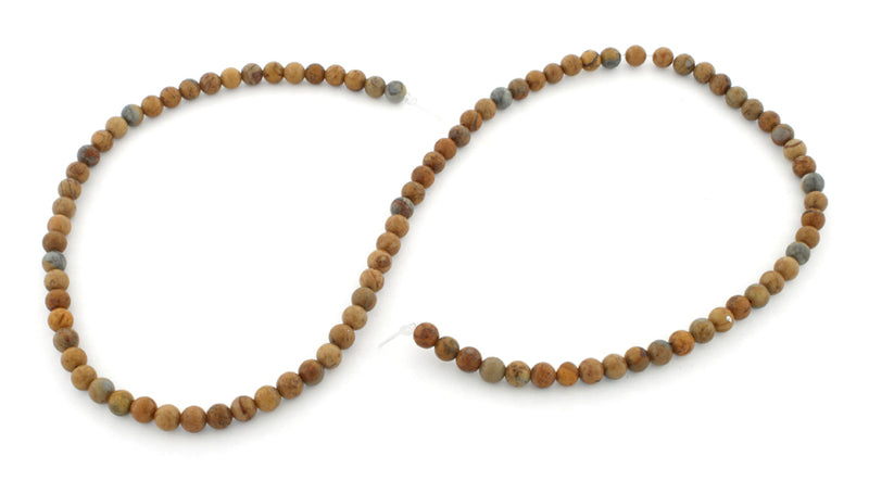 4mm Plain Round Picasso Gem Stone Beads