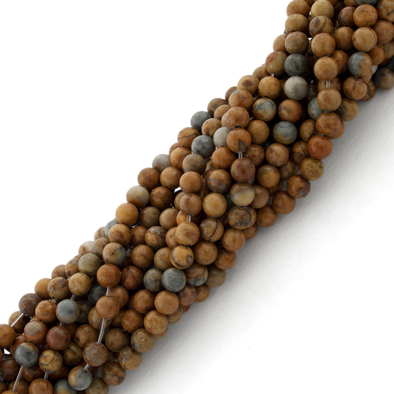 4mm Plain Round Picasso Gem Stone Beads