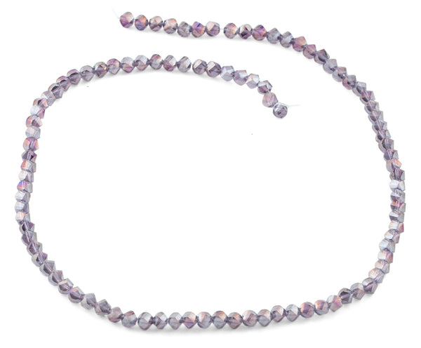 4mm Purple Twist Round Faceted Crystal Beads