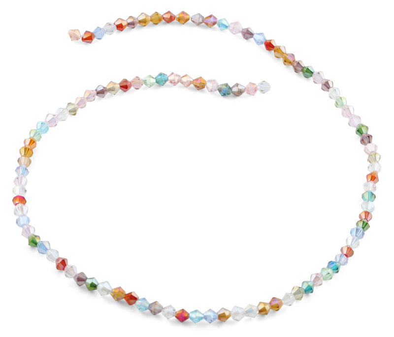 4mm Rainbow Faceted Bicone Crystal Beads